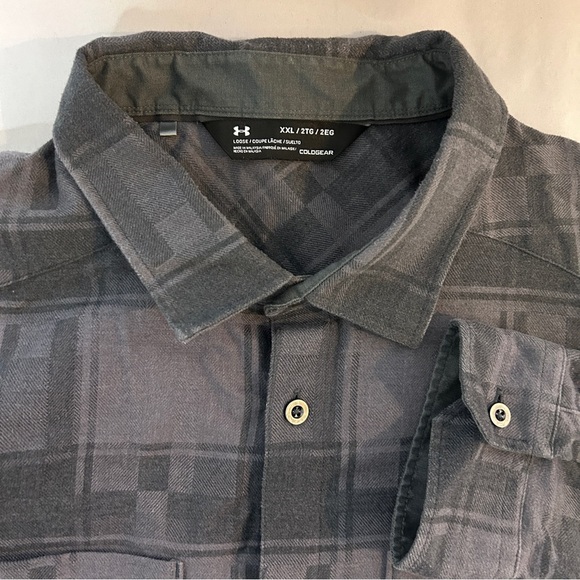 Under Armour Men's Size XXl Gray Plaid Shirt Loose fit Coldgear cozy warm - Picture 1 of 9